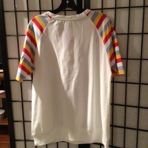 Main Strip top size medium. White with multi sleeve.